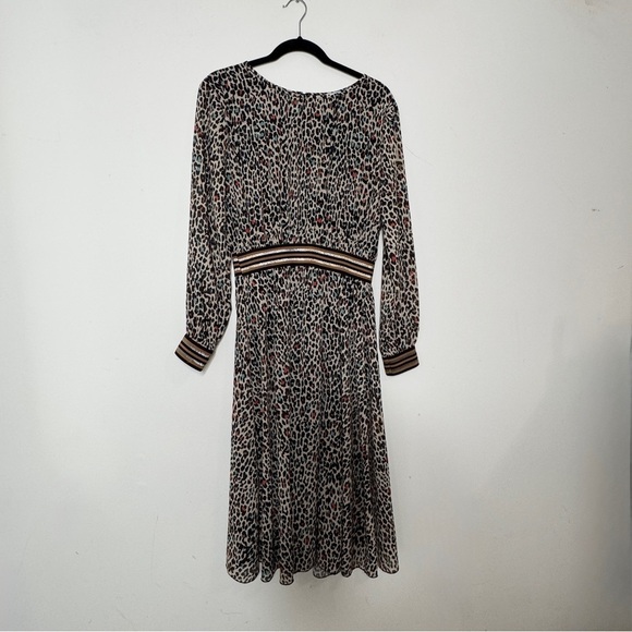 Luella Fit and Flare Multicolored Leopard Print Bishop Sleeve Dress - Picture 1 of 6